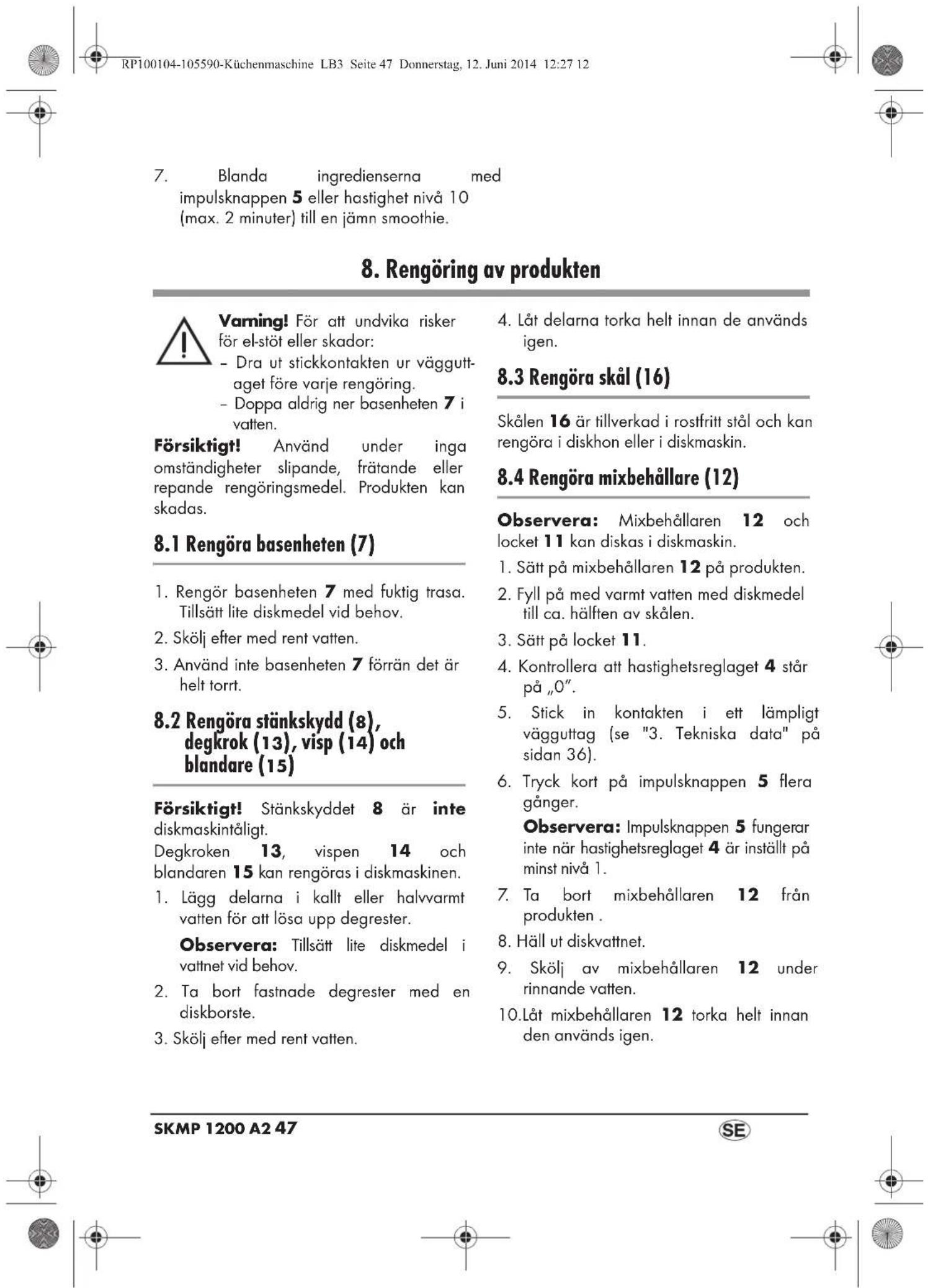 SILVERCREST SKMP 1200 A2 - Tillredning: - 5