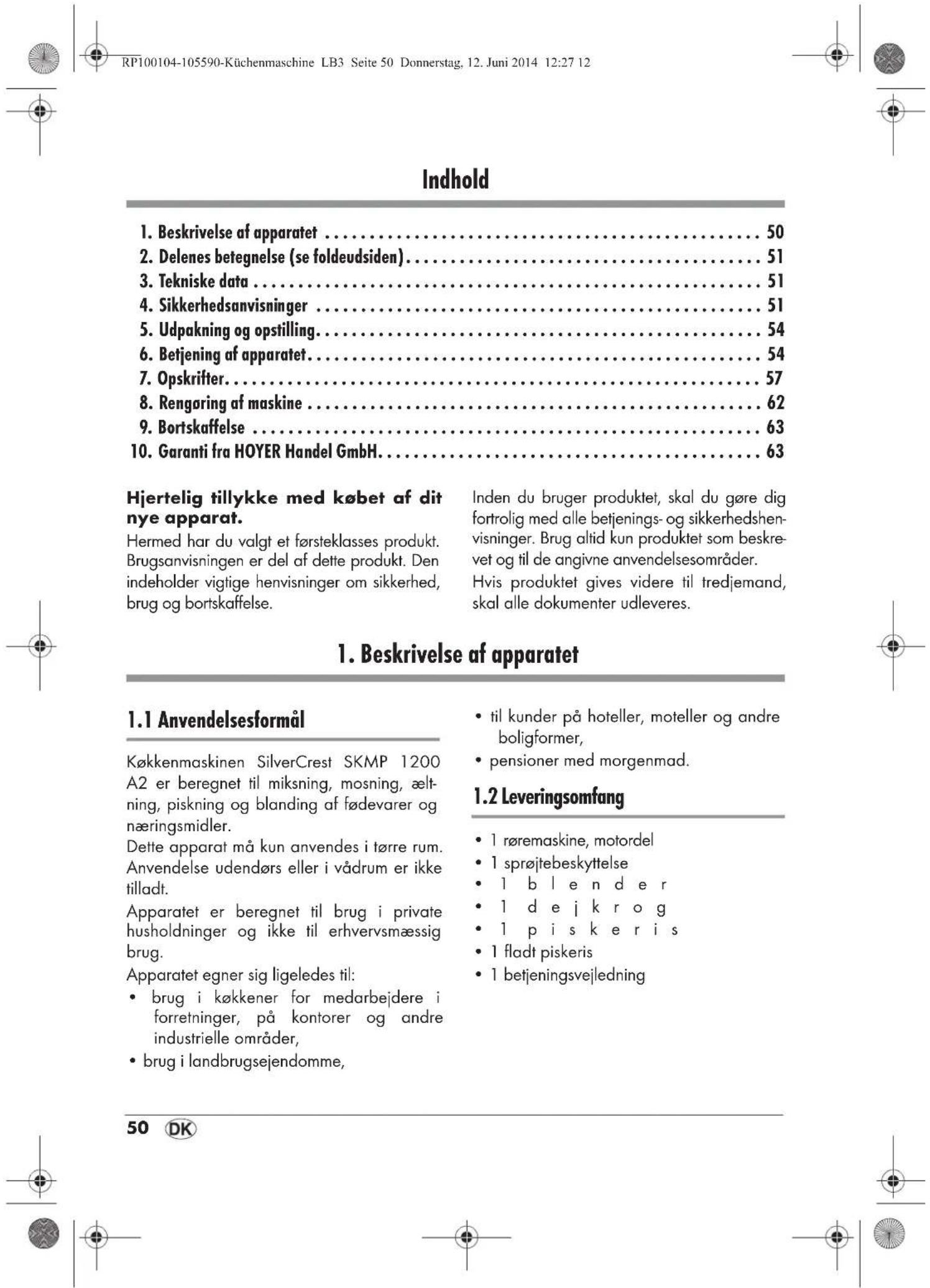 SILVERCREST SKMP 1200 A2 - Tillredning: - 8