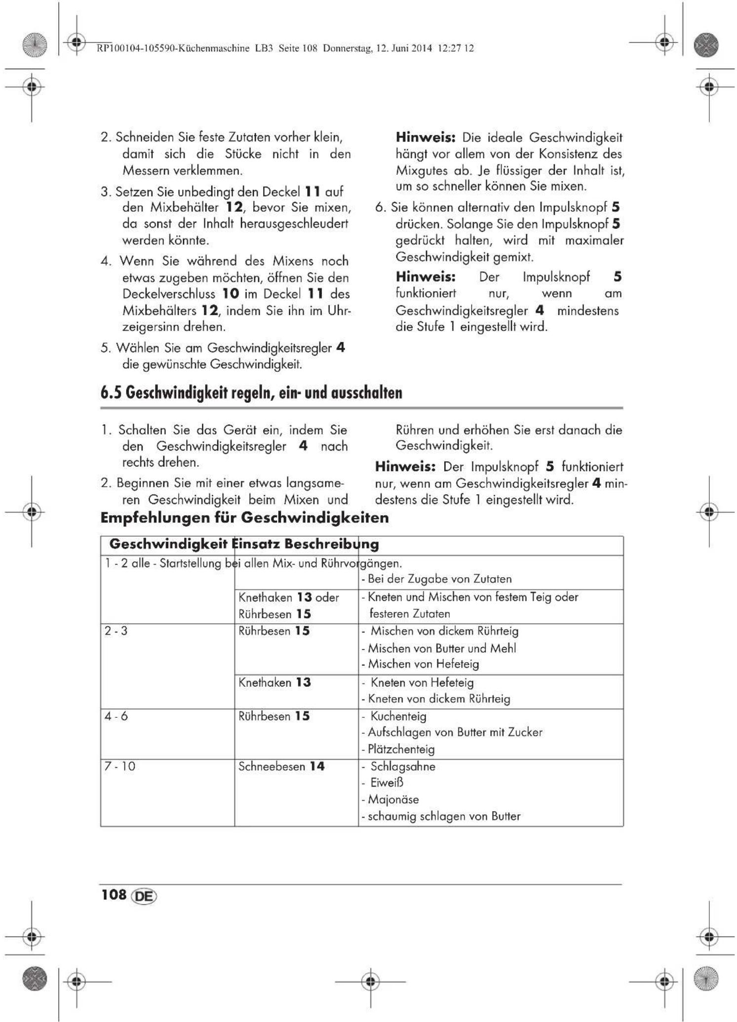 SILVERCREST SKMP 1200 A2 - Hinweis: - 6