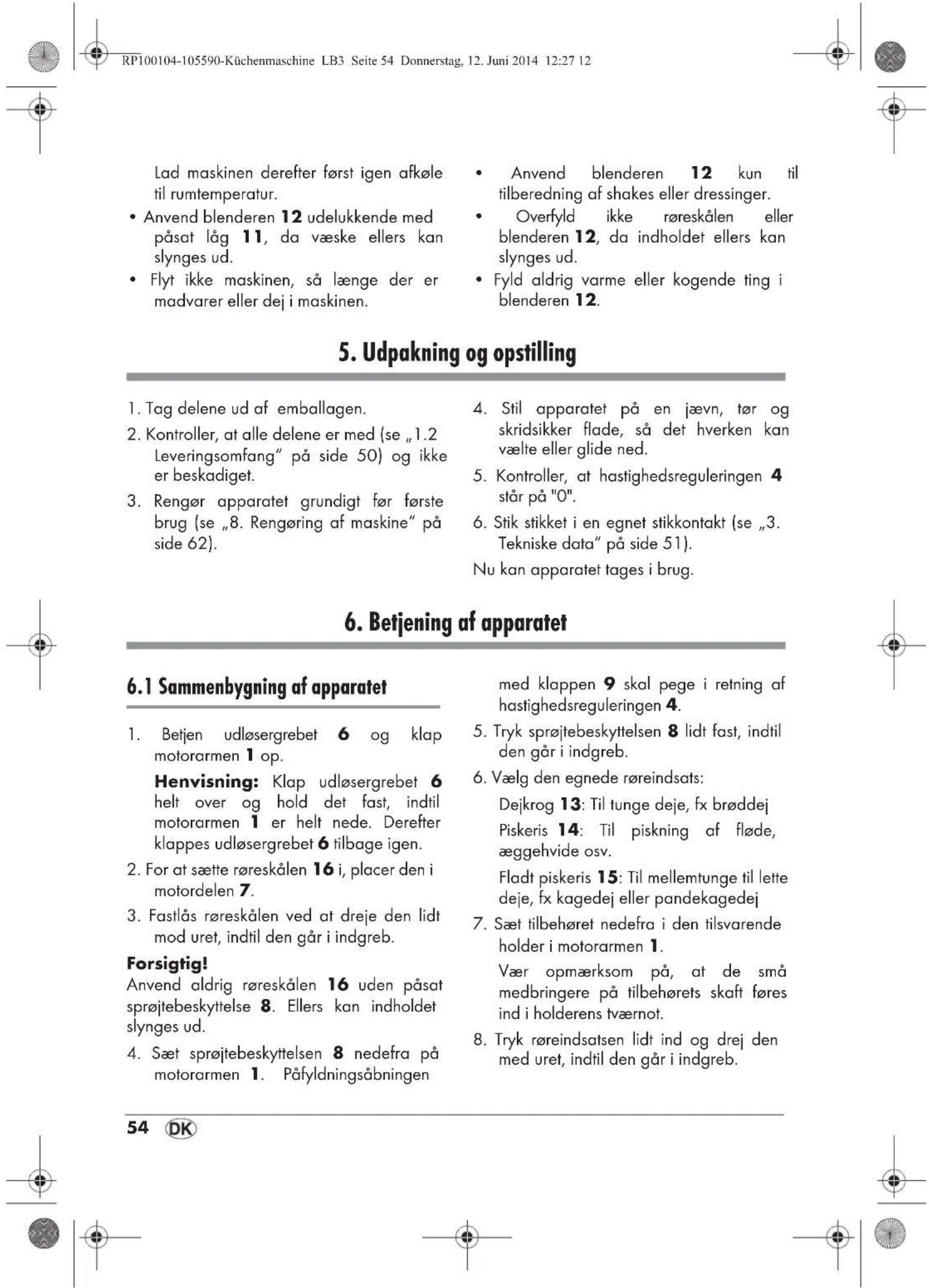 SILVERCREST SKMP 1200 A2 - Tillredning: - 12