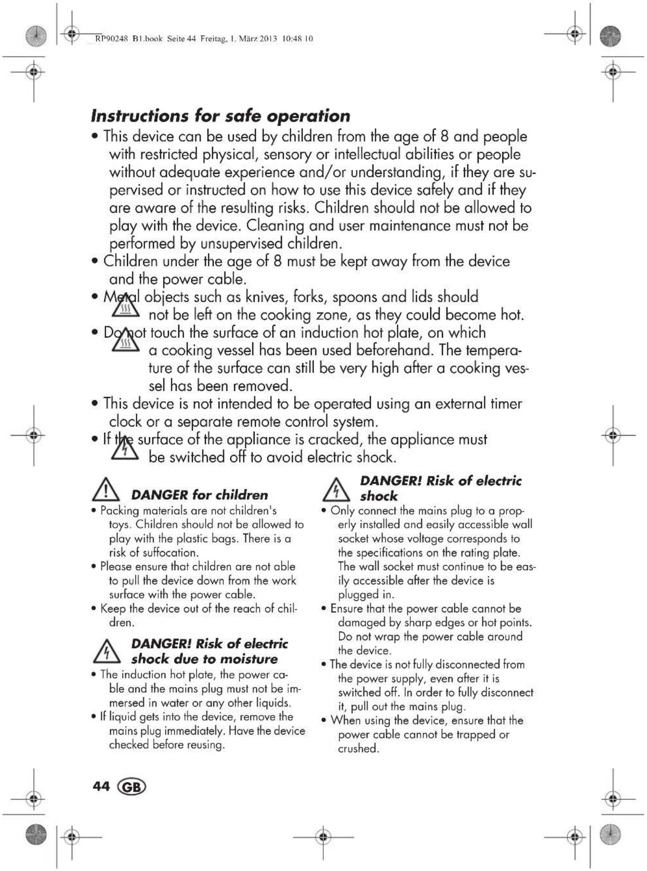 SILVERCREST SIKP 2000 B1 - Warnings - 2