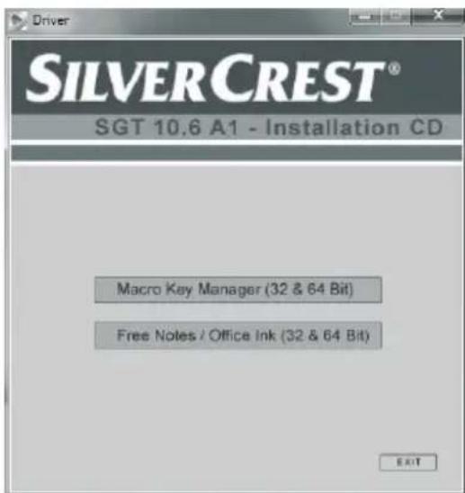 SILVERCREST SGT 106 A1 - Fase 2: Installare il driver della tavoletta grafica e il Macro Key Manager - 1