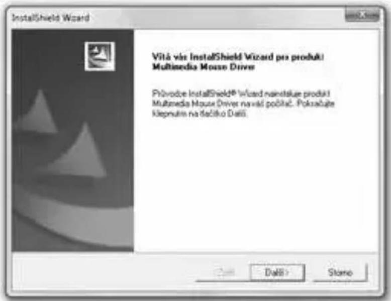 InstallShield Wizard Vitá vár InstallShield Wizard prs produkt Multimedia Mouse Driver Průvodce InstallShield® Wizard náměsluček produkt Multimedia Mouse Driver naváši počítač. Pokrácujte Klepnutin na čačíku Data. DaB> Stano