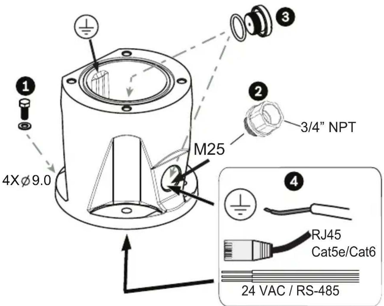 BOSCH MIC Hinged DCA - 在铰接式 DCA 上安装 MIC7000 摄像机 - 2
