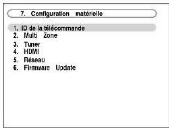 ONKYO HTRC180 - Utilisez les boutons Haut et Bas [▲]/[▼] pour sélectionner « 7. Configuration matérielle », puis appuyez sur [ENTER]. - 1