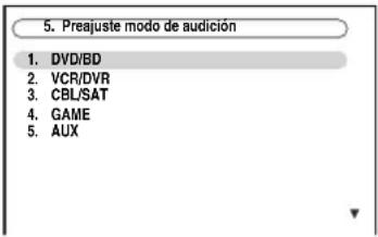 ONKYO HTRC180 - Utilice los botones Arriba y Abajo [▲]/[▼] para seleccionar “5. Preajuste modo de audición” y, a continuación, pulse [ENTER]. - 1
