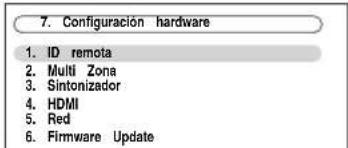 ONKYO HTRC180 - Utilice los botones Arriba y Abajo [▲]/[▼] para seleccionar "7. Configuración hardware" y, a continuación, pulse [ENTER]. - 1