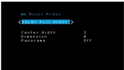 Music Modes Center Width 3 Dimension 0 Panorama Off