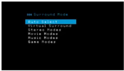 Auto Select Virtual Surround Stereo Modes Movie Modes Music Modes Game Modes