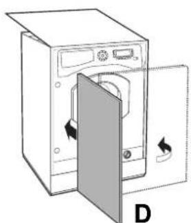 SCHOLTES SDLE 129 EU Full - Mounting the wooden panel onto the door and inserting the machine into cabinets: - 3