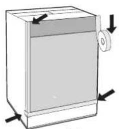Ariston Thermo LBE68 - Application du panneau d'habillage en bois sur la porte et montage du machine à laver à l'intérieur des éléments: - 5