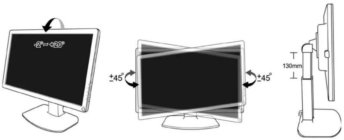 BENQ V2410T - Réglage de l'angle de vision - 1