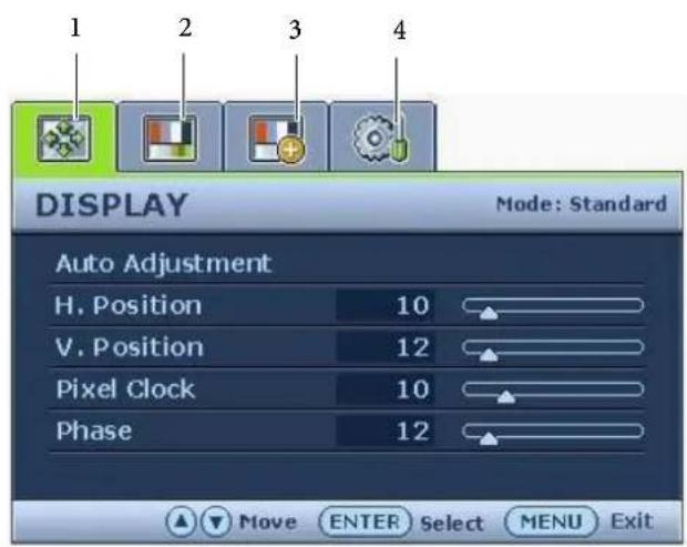 BENQ V2410T - Mode du menu principal - 1