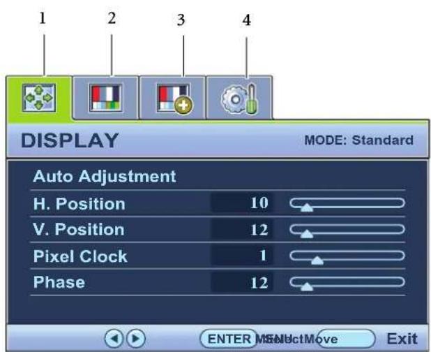 BENQ VW2220 - Mode du menu principal - 1