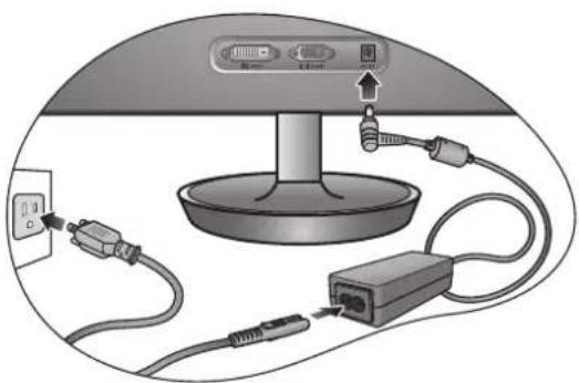 BENQ VW2220 - Connectez le cable d'alimentation au moniteur et à la prise secteur. - 1
