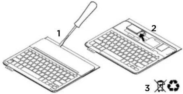 LOGITECH Keyboard Case iPad Air 2 Plus - Kassering av uttjanta batterier - 1