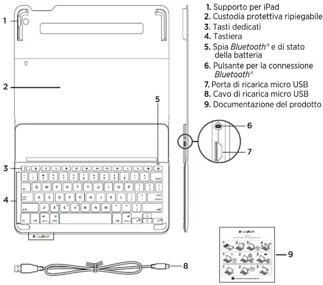 LOGITECH Keyboard Case iPad Air 2 Plus - Panorama del prodotto - 1