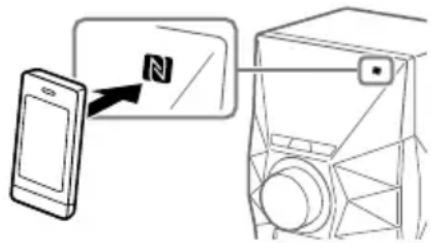 SONY MHCECL77BT - Accostare lo smartphone al contrassegno N sul sistema finché lo smartphone vibra. - 1