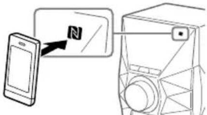 SONY MHCECL77BT - Avec le smartphone, touchez la marque N sur le système jusqu'à ce que le smartphone vibre. - 1