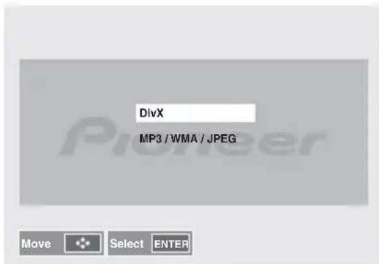 PIONEER XHM32VS - Premere / per selezionare DivX o MP3/WMA/JPEG. - 1