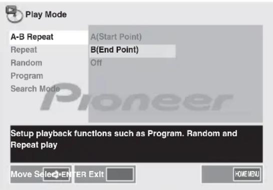 PIONEER XHM32VS - Utilisez les touches ↑/↓ pour sélectionnier le début A(Start Point) de la boucle. - 2