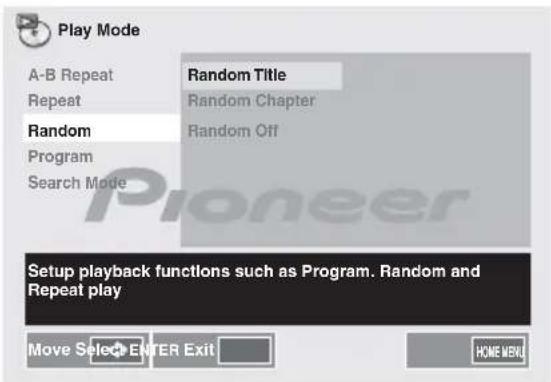 PIONEER XHM32VS - Use ↑/↓ to select the Random Title. - 1
