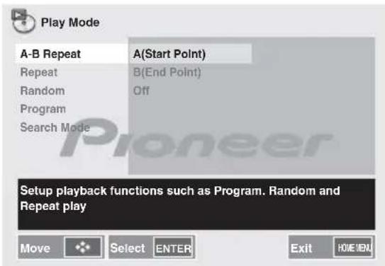 PIONEER XHM32VS - U / to select the A(Start Point). - 1