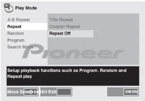 PIONEER XHM32VS - Verwenden Sie / zur Auswahl von Repeat Off. - 1