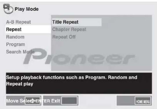 PIONEER XHM32VS - U to select the Title Repeat. - 1