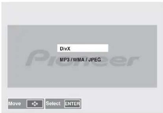 PIONEER XHM32VS - Press ↑/↓ to select DivX or MP3/WMA/JPEG. - 1