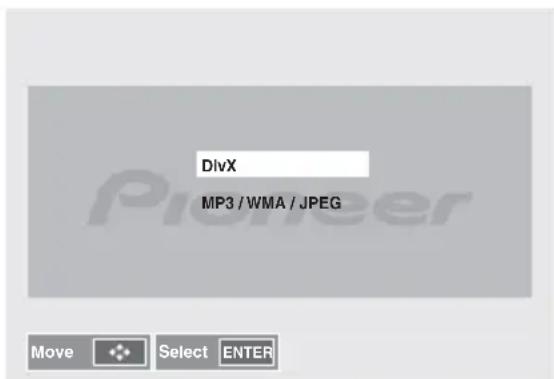 PIONEER XHM32VS - Drücken Sie ↑/↓, um DivX oder MP3/WMA/JPEG zu wahlen. - 1