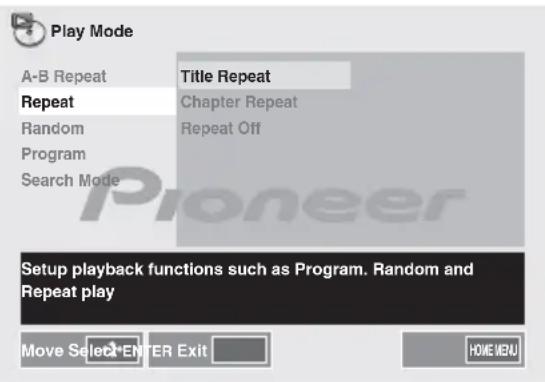 PIONEER XHM32VK - Verwenden Sie ↑/↓, um die Title Repeat zu wahlen. - 1