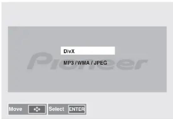 PIONEER XHM32VK - Press ↑/↓ to select DivX or MP3/WMA/JPEG. - 1