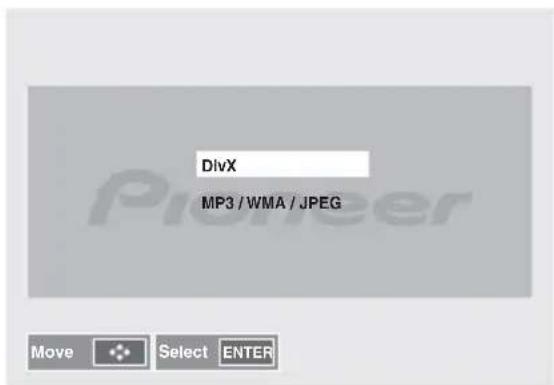 PIONEER XHM32VK - Drucken Sie ↑/↓, um DivX oder MP3/WMA/JPEG zu wahlen. - 1