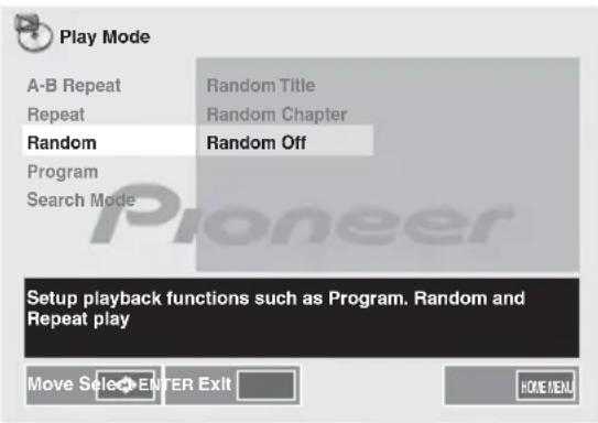 PIONEER XHM32VK - Verwenden Sie / zur Auswahl von Random Off. - 1