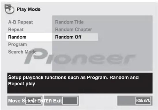PIONEER XHM32VK - Annuleren van de willekeurige weergavevolgorde: - 1