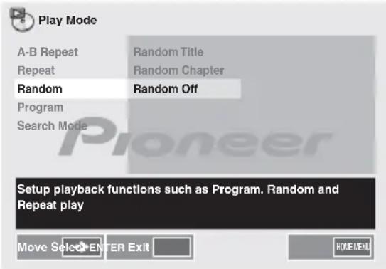 PIONEER XHM32VK - U  to select the Random Off. - 1