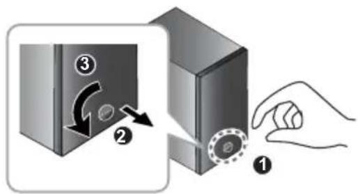 PIONEER XCM52BTK - Afferrare il contrassegno dell'altoparlante (1), tirarlo verso l'esterno (2) e ruotare verso sinistra (3). - 1