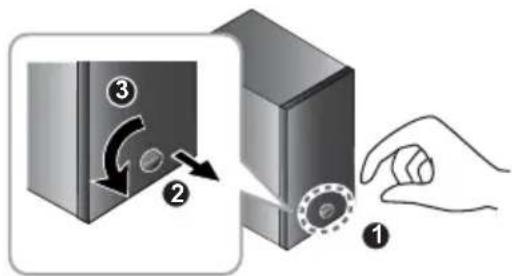 PIONEER XCM32BTK - Saisissez l'insigne (1), tirez (2) et tournez vers la gauche (3). - 1