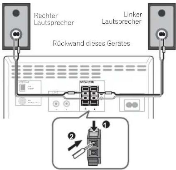 PIONEER XCM32BTK - Anschluß der Lautsprecher - 1