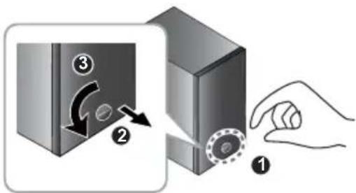 PIONEER XCM32BTK - Sujete el símbolo del altavoz (1), tire de él hacia adelante (2) y gírelo hacia la izquierda (3). - 1