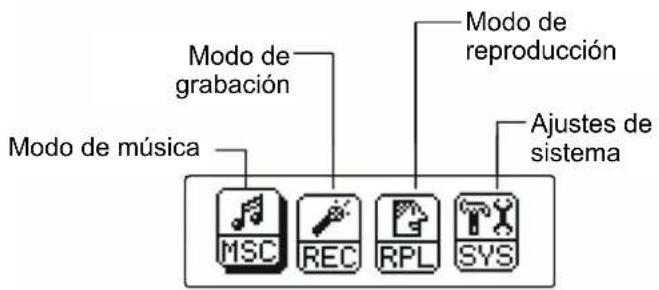 AIPTEK MP3S5 - Pantalla en el modo de menus - 1