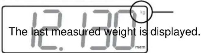 12.130 kg The last measured weight is displayed. mem