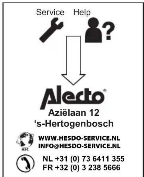 ALECTO WS3200 - DE GARANTIE VERVALT: - 1