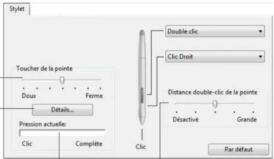 WACOM DTU1631 - RÉGLAGE DU TOUCHER DE LA POINTE ET DU DOUBLE-CLIC - 1