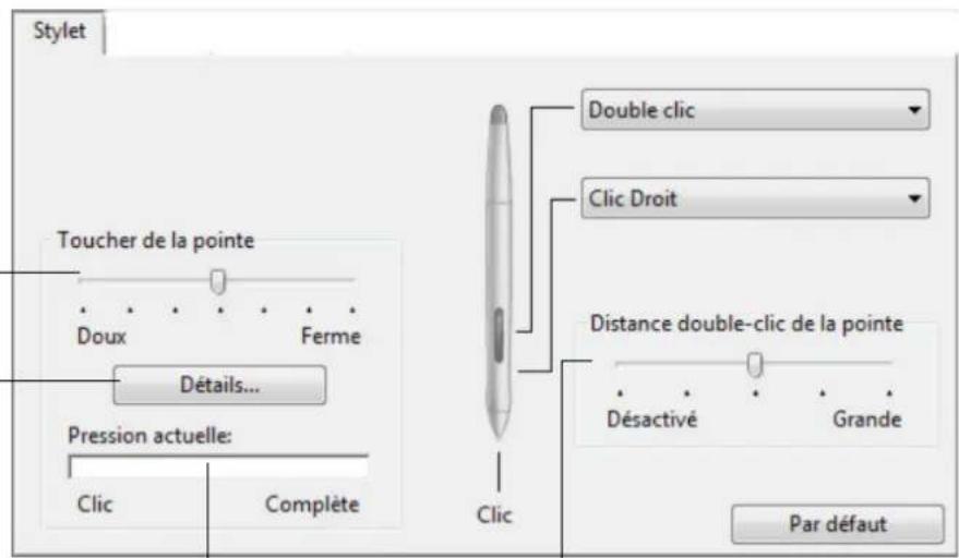 WACOM DTU2231 - RÉGLAGE DU TOUCHER DE LA POINTE ET DU DOUBLE-CLIC - 1