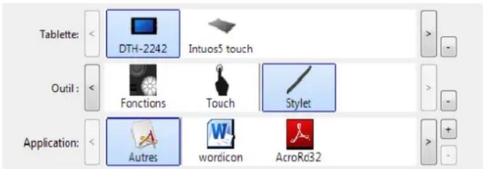 WACOM DTK2241 - PARAMÈTRES SPÉCIFIQUES À UNE APPLICATION - 1