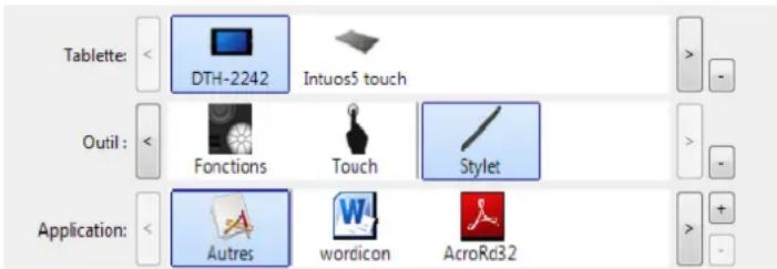 WACOM DTH2242 - PARAMÉTRES SPECIFIQUES À UNE APPLICATION - 1