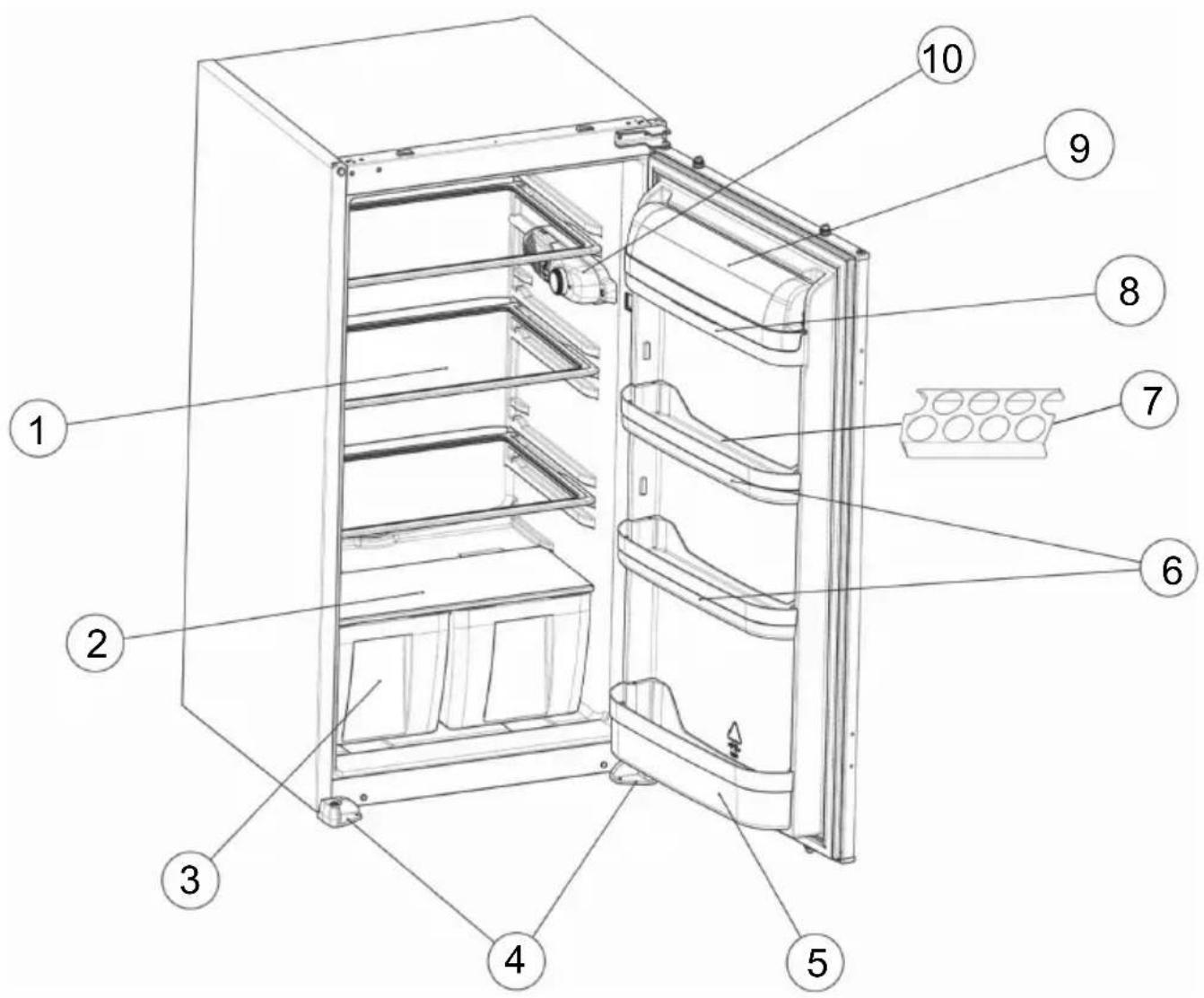 BORETTI BKR102 - PARTS OF THE APPLIANCE AND THE COMPARTMENTS - 1