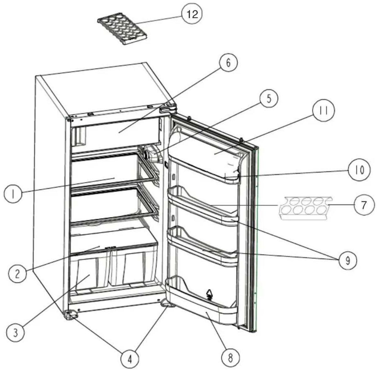 BORETTI BKRV102 - PARTS OF THE APPLIANCE AND THE COMPARTMENTS - 1